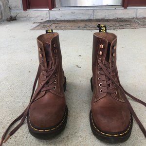 Dr. Martens lace up brown leather boots, women size 9